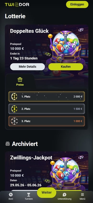 Lotterie in Casino Lotterie in Twindor Casino Online