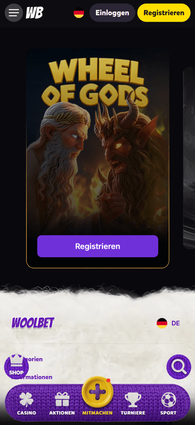 Besondere Boni im Casino Wheel of God im Woolbet Online Casino
