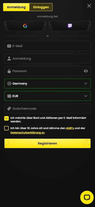 Blitzbet Registrierung