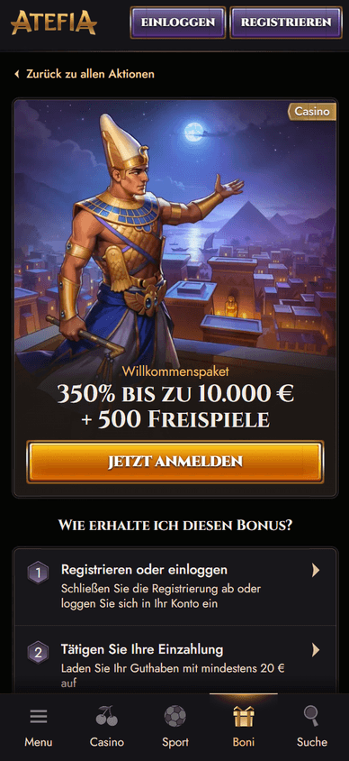 Willkommenboni im Casino Willkommensbonus im Atefia Online Casino