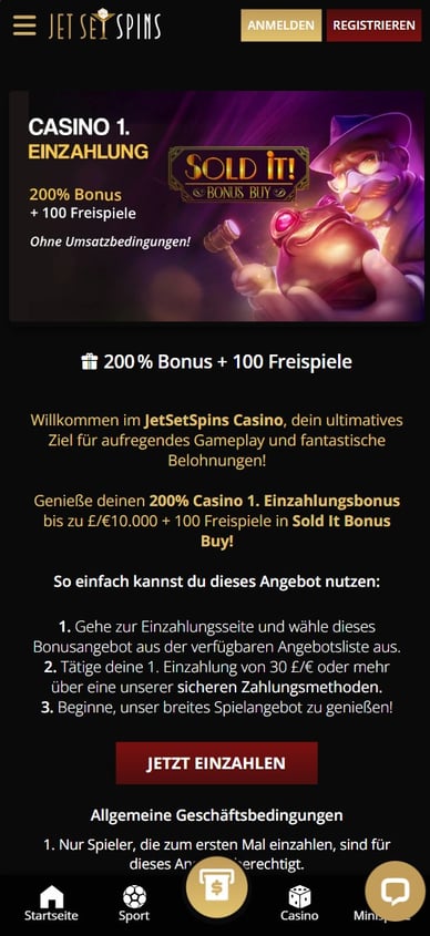 Willkommensbonus Casino Willkommenspaket JetSetSpin Online Casino