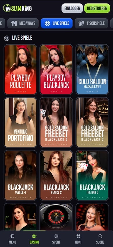 Casino Online mit Live Dealer Slim King Live Casino