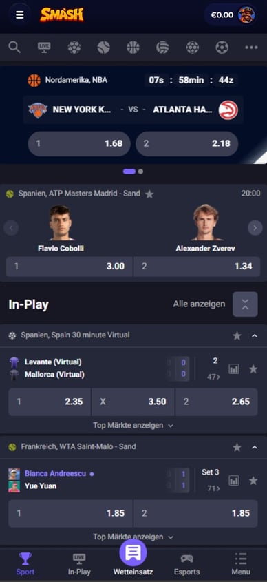 Sport im Casino-Smash