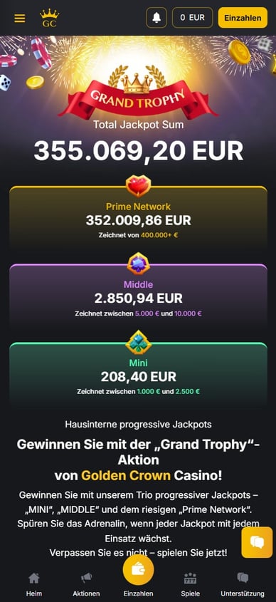 Jackpot im Goldencrowncasino