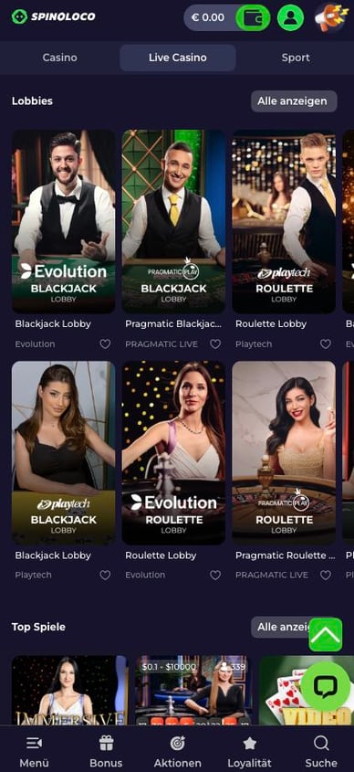 Sponoloco Live Casino