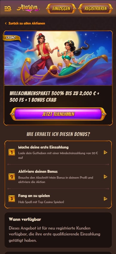 Casino Willkommenspaket Willkommensbonus Alawin Online Casino