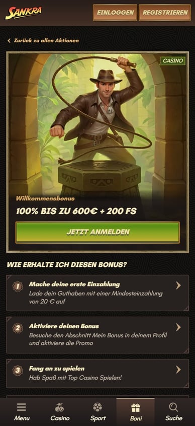 Willkommensbonus Casino Sankra Online Casino Willkommensbonus