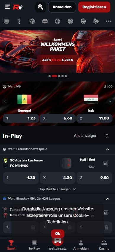 Sportwetten in Casino Red Racer Casino Detushland Sportwettenbereich