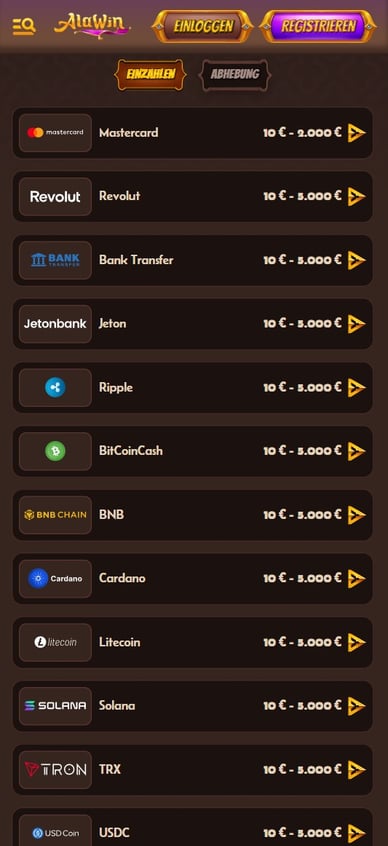 Einzahlungen Casino Alawin Casino Online Einzahlungsmethoden