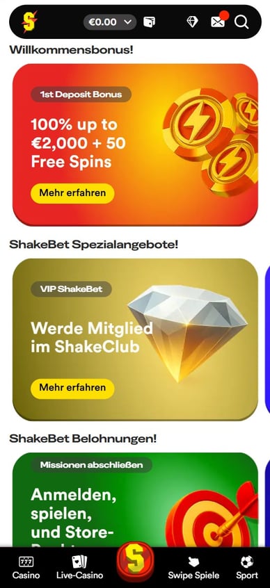 Shake Bet Casino Herausforderungen