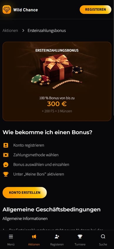 Willkommensbonus Casino Willkommenspaket WildChance Online Casino