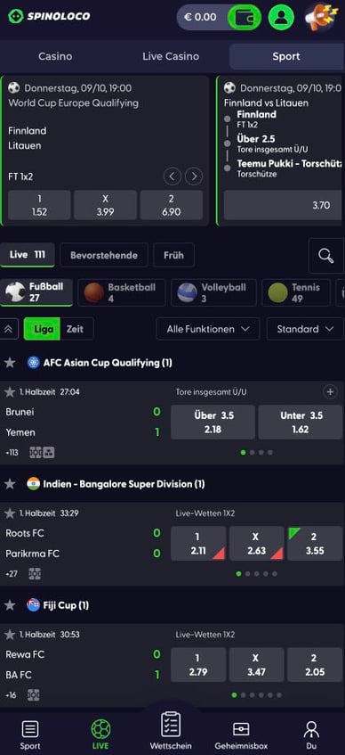 Sportwetten in Casino Spinoloco