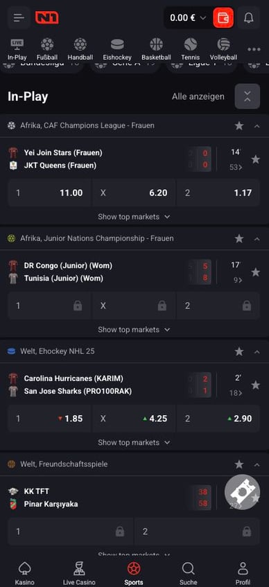 Sportwetten in N1 Bet DE