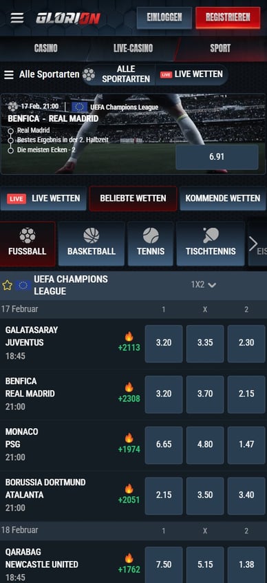 Glorion Casino Deutschland Sportwetten