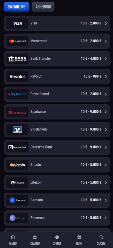 Einzahlungs im Online Casino Einzahlungs SlimKingcasino