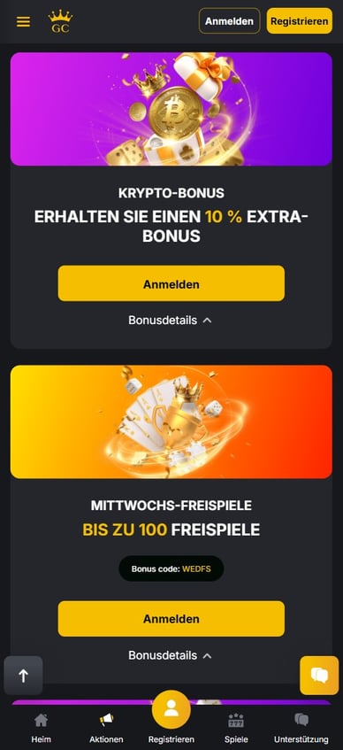 Boni im GoldenCrown Deutschland