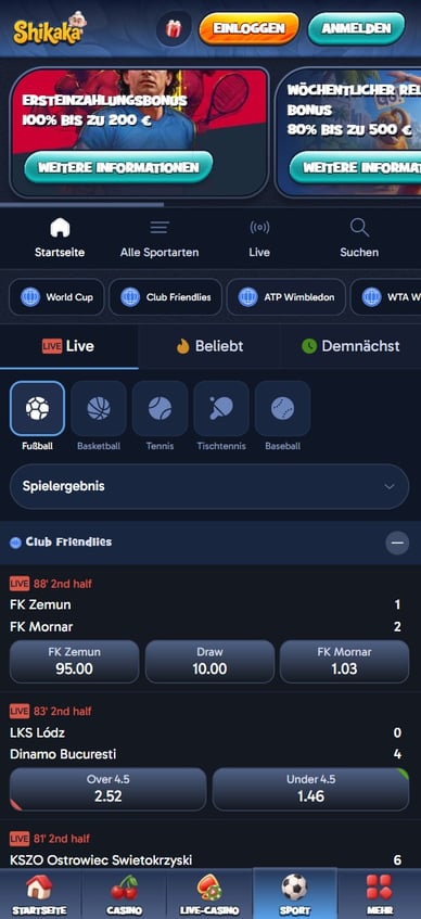 Sportwetten in Casino Shikaka Casino Detushland Sportwettenbereich