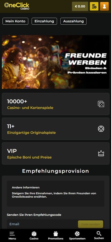 Empfehlungsprogramm im OneClick Online Casino