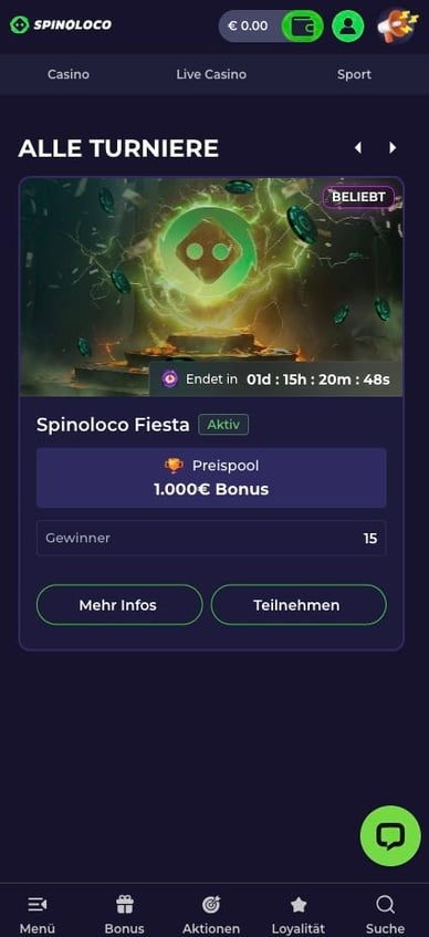 Turniere in Spinolococasino 