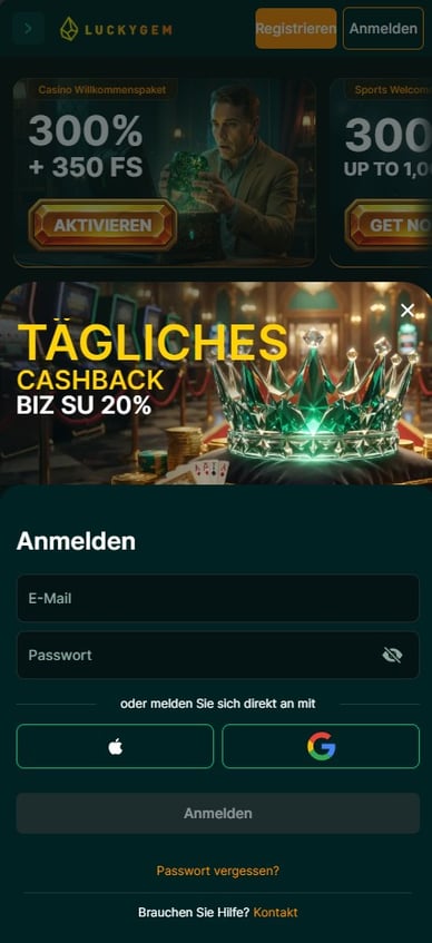 Login in Casino Einloggen im Lucky Gem Casino