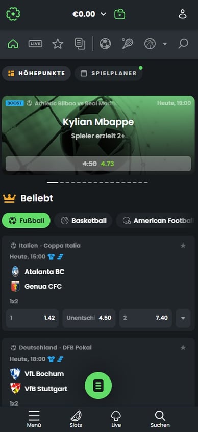 Sportwetten-Sektion Casino Sportwetten in Online Casino Winningz