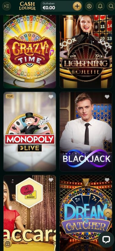 Live Casino CashLounge Online Casino mit Live Dealer
