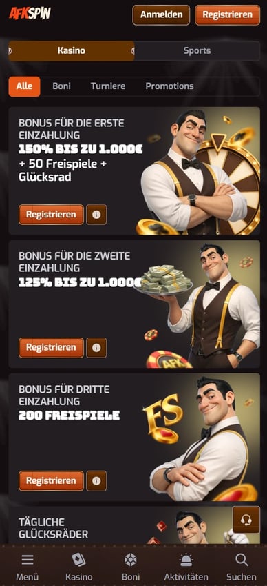 Boni im Casino Afkspin