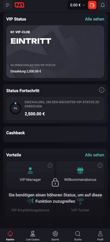 Online Casino N1 Bet VIP-Programm
