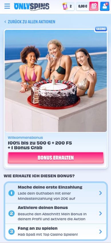 Welcome Bonus Casino Willkommensangebot Online Casino OnlySpins