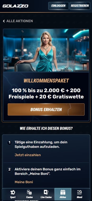 Willkommensbonus Casino Willkommenspaket Golazzo Online Casino