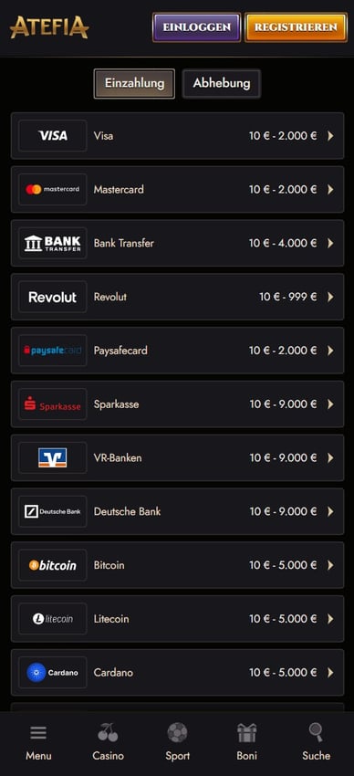 Einzahlungs im Online Casino Einzahlungs Atefiacasino