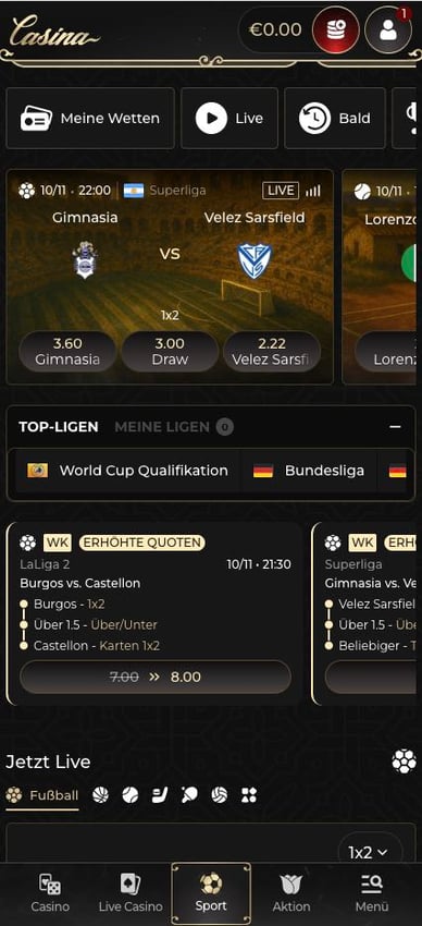 Sportwetten-Sektion Casino Sportwetten in Online Casino Casina