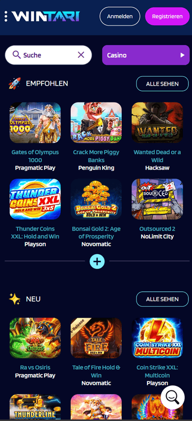 Spieleautomaten im Casino Wintaricasino Slots
