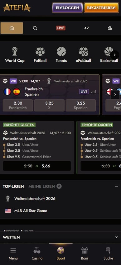 Sportwetten im Casino Sport im Online Casino Atefia