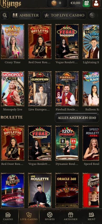 Casino Online mit Live Dealer Kyngs Live Casino