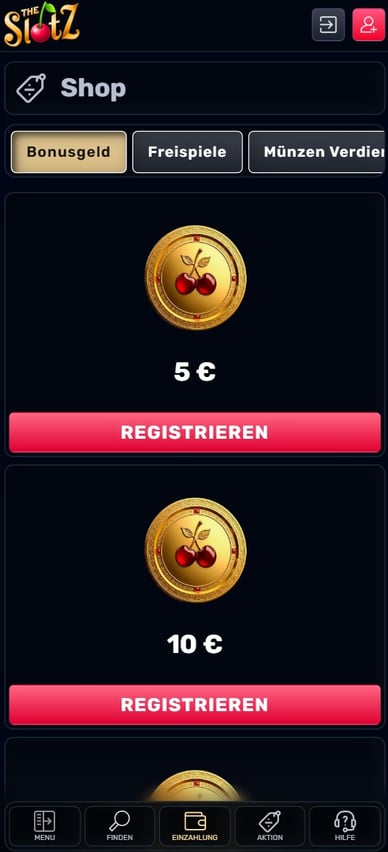 Shop im The Slotz Casino