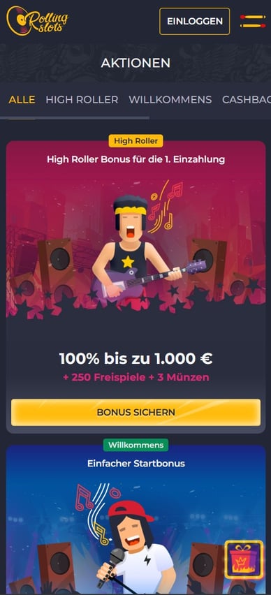 Boni im Casino RollingSlots