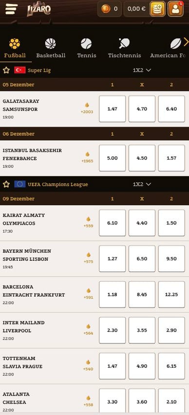 Casino Lizaro Sportwetten
