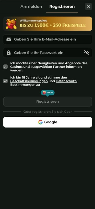 Casino Registrierung Goldzino Casino Anmeldung