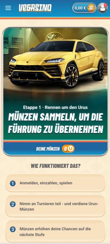 Casino Vegasino Turnier Lamborghini Urus