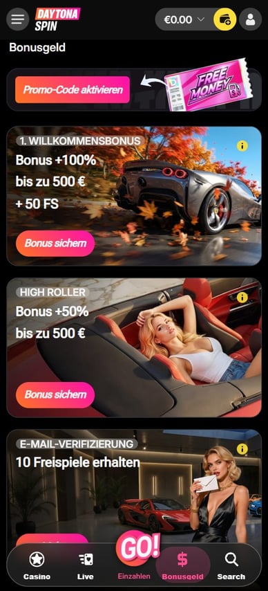 Boni im DaytonaSpin Deutschland