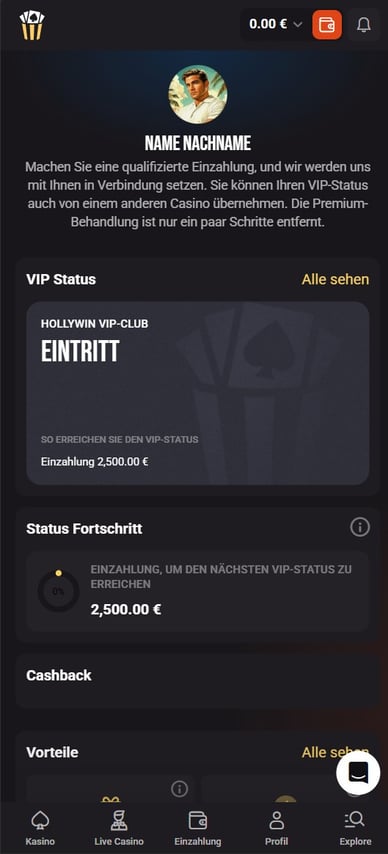 VIP im Online Casino HollyWin