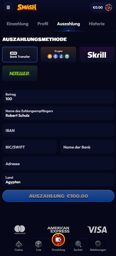 Auszahlung Smash Online Casino