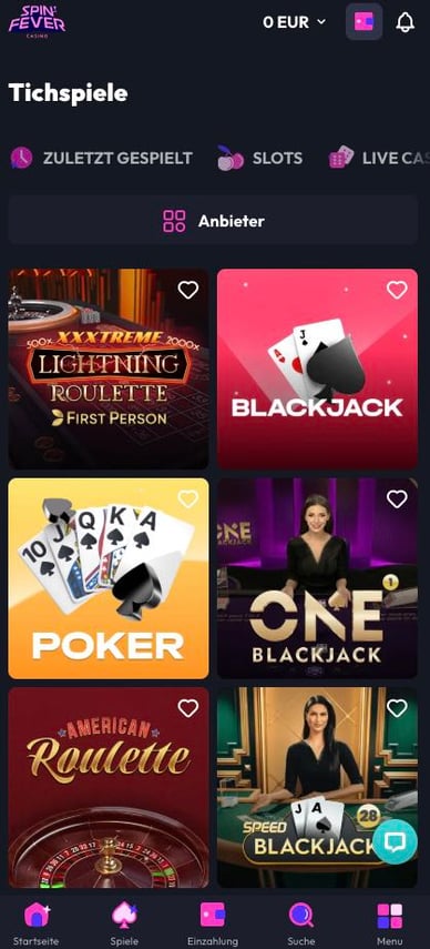Live-Kasino Spinfever Live Casino