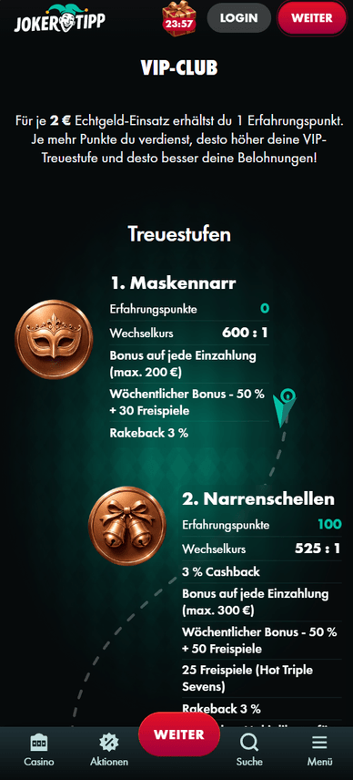 Treueprogramm im Casino VIP Club im Casino Online Joker Tipp