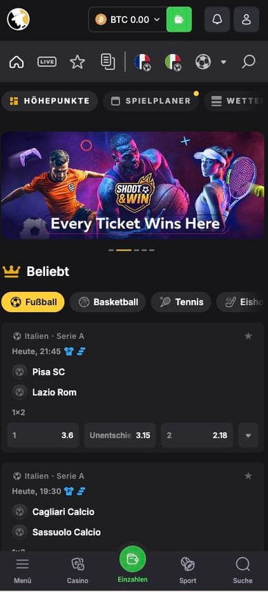 Casino Sportwetten Sportwetten Fortunejack-Casino