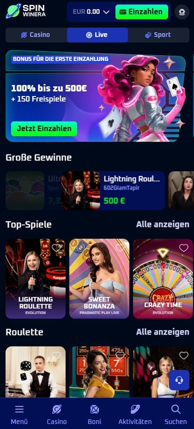 SpinWinera Live Casino