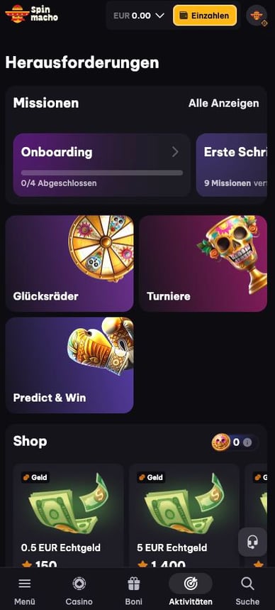 Weitere Bonusbereiche im Casino Casino Spinmacho Weitere Bonussen