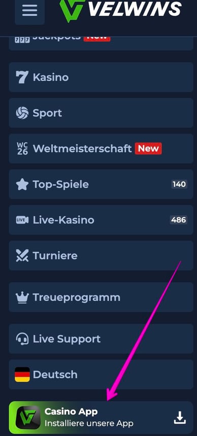 Progressive Web App fur Casino PWA vom Velwins Casino Online