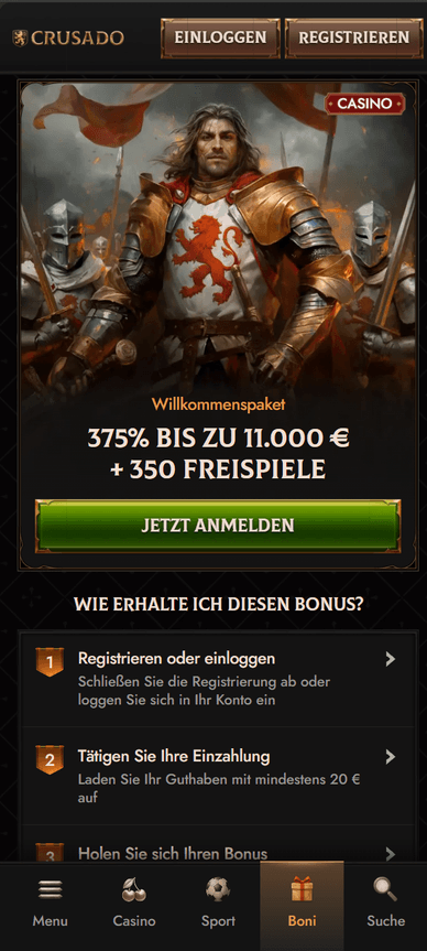 Willkommenboni Casino Willkommenbonus im Crusado Casino
